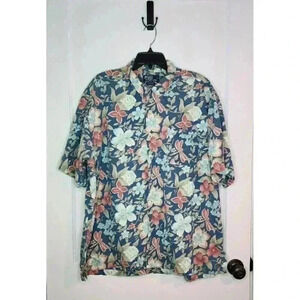 Polo Ralph Lauren Shirt Size XXL Blue Hawaiian Dragonfly Floral Clayton Cotton